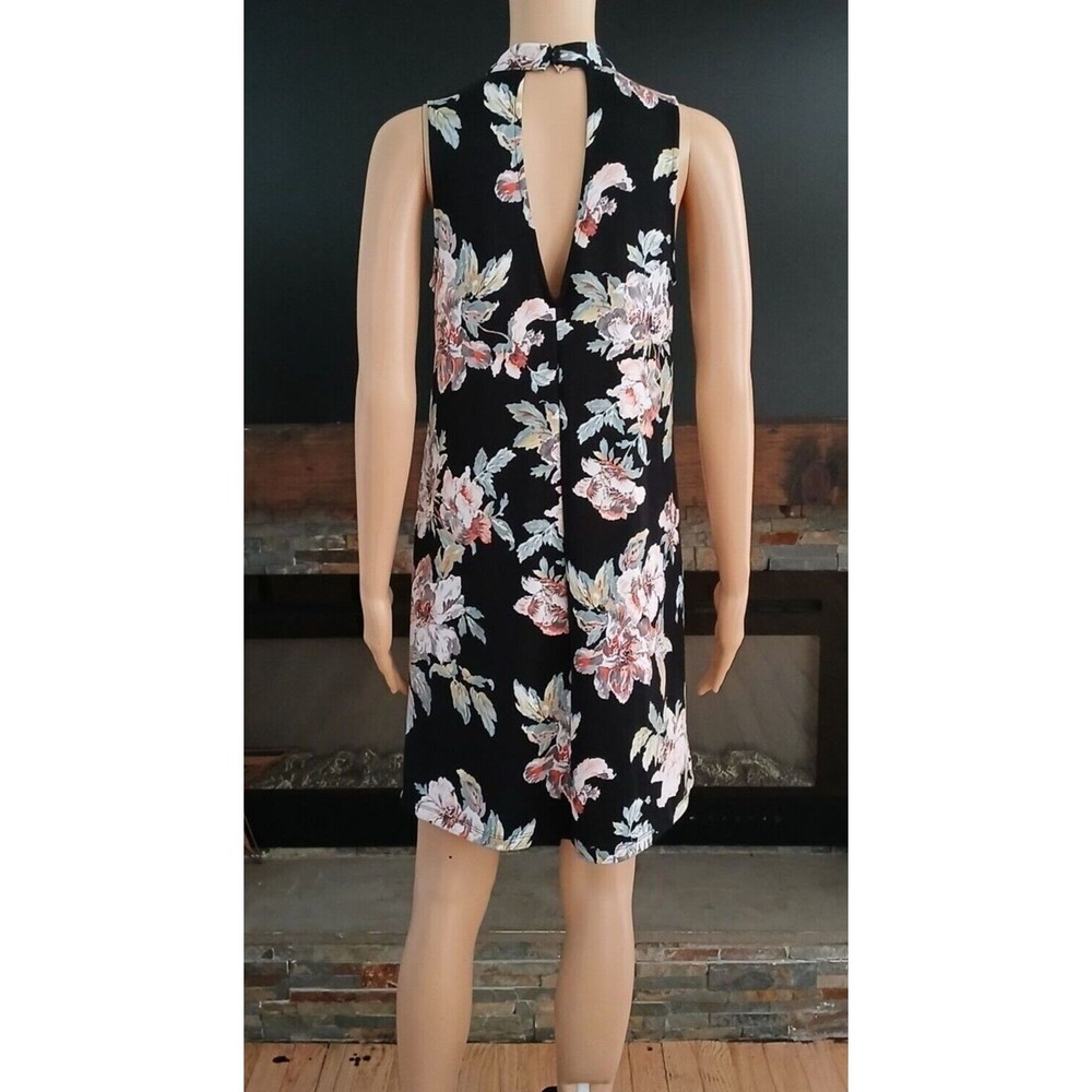 Soprano Women's SMALL Floral Tropical Mock Neck Beachy Boho Sleeveless Dress - Picture 4 of 7